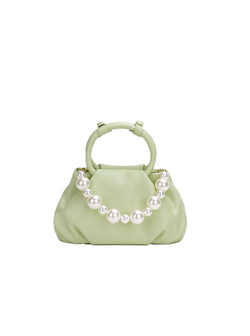 Elegant Low Saturation Daily Commute Ring Handle White Pearl Classic Lolita Crossbody Soft Cloud Handbag