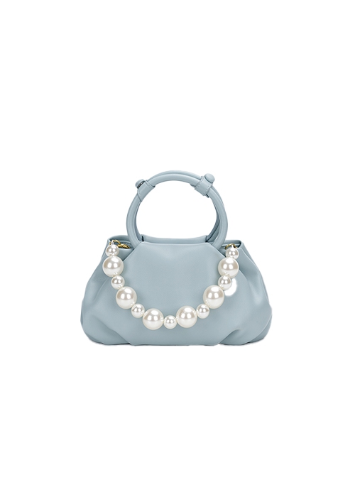 Elegant Low Saturation Daily Commute Ring Handle White Pearl Classic Lolita Crossbody Soft Cloud Handbag