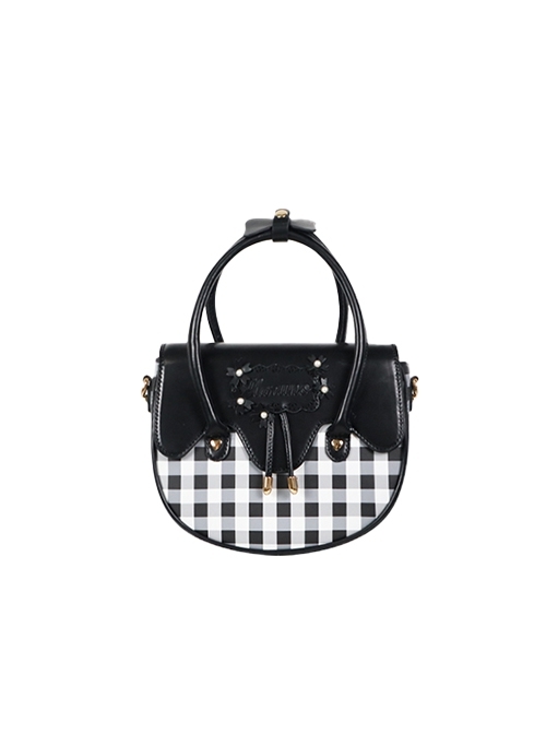 Spring Picnic Series Cute Plaid Little Daisy Wavy Flip Cover Transparent Layer Dual Use Sweet Lolita Handbag