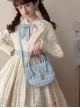 Spring Picnic Series Cute Plaid Little Daisy Wavy Flip Cover Transparent Layer Dual Use Sweet Lolita Handbag