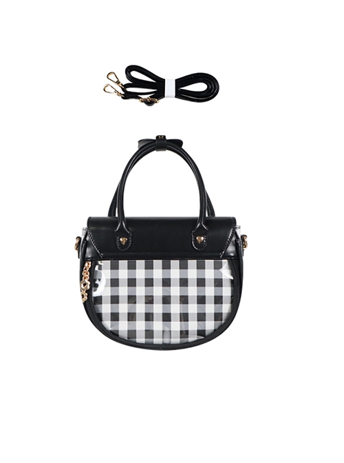 Spring Picnic Series Cute Plaid Little Daisy Wavy Flip Cover Transparent Layer Dual Use Sweet Lolita Handbag