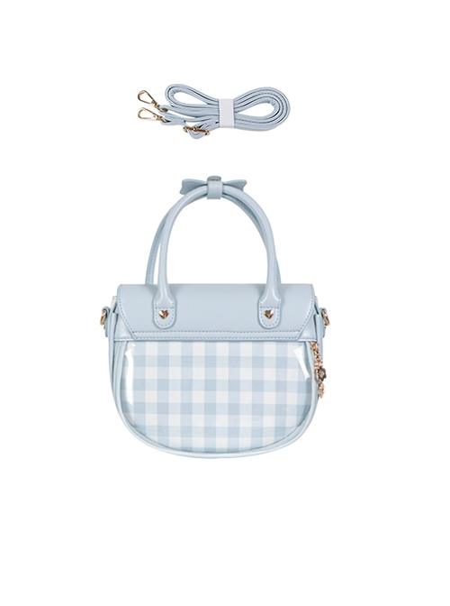 Spring Picnic Series Cute Plaid Little Daisy Wavy Flip Cover Transparent Layer Dual Use Sweet Lolita Handbag