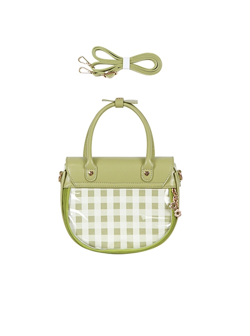 Spring Picnic Series Cute Plaid Little Daisy Wavy Flip Cover Transparent Layer Dual Use Sweet Lolita Handbag