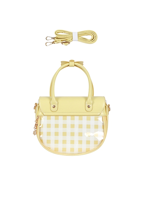 Spring Picnic Series Cute Plaid Little Daisy Wavy Flip Cover Transparent Layer Dual Use Sweet Lolita Handbag