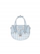 Spring Picnic Series Cute Plaid Little Daisy Wavy Flip Cover Transparent Layer Dual Use Sweet Lolita Handbag