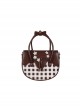 Spring Picnic Series Cute Plaid Little Daisy Wavy Flip Cover Transparent Layer Dual Use Sweet Lolita Handbag