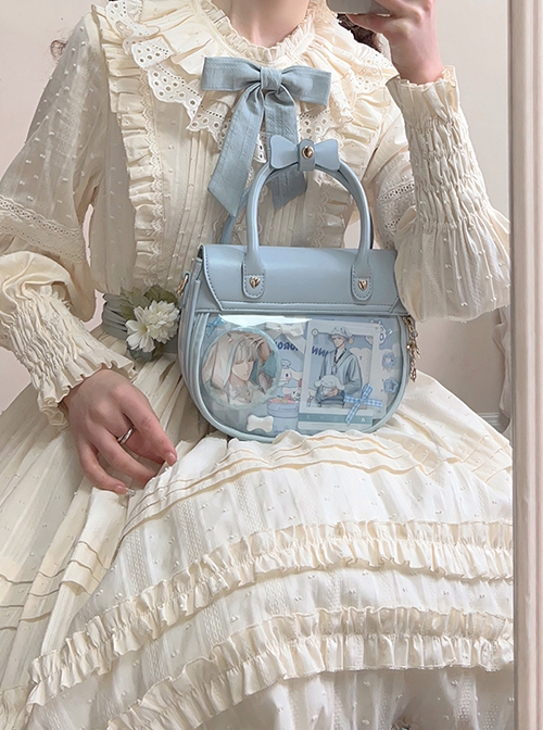 Spring Picnic Series Cute Plaid Little Daisy Wavy Flip Cover Transparent Layer Dual Use Sweet Lolita Handbag