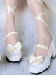 Sugar Cube Girl Series Princess Style Elegant Contrast Color Pearl Love Button Sweet Lolita Square Toe High Heels Shoes