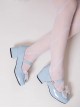 Sugar Cube Girl Series Princess Style Elegant Contrast Color Pearl Love Button Sweet Lolita Square Toe High Heels Shoes