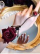 Punk Style Gothic Lolita Retro Artificial Dark Red Rose Lace Ring Gloves Sexy Chain Black Lace Wrist Straps