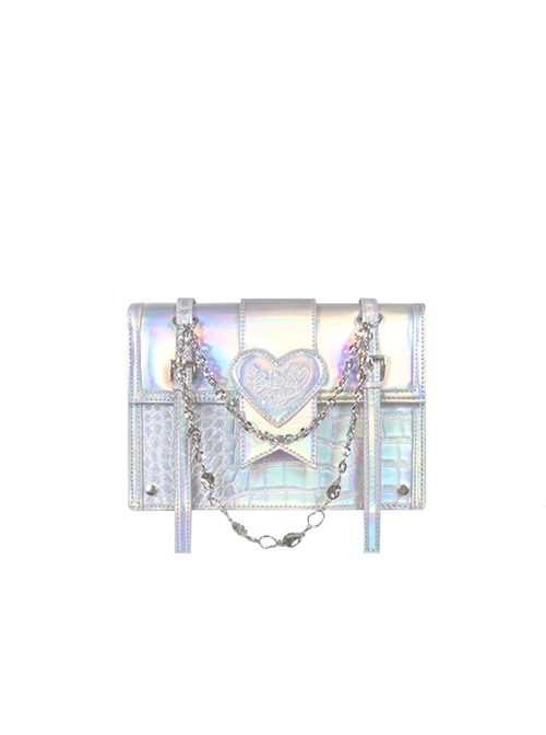 Chain Love Full Score Series Heart Imitation Crocodile Texture Subculture Sweet Cool Gothic Lolita Hot Girl Crossbody Bag