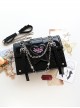 Chain Love Full Score Series Heart Imitation Crocodile Texture Subculture Sweet Cool Gothic Lolita Hot Girl Crossbody Bag