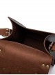 Steampunk Brown Vintage Gear Element Bronze Alloy High Capacity Multifunctional Flip Cover Shoulder Crossbody Handbag