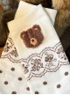 Nitin Bear Series Daily Commute Brown Polka Dots 3D Plush Little Bear Lace Print Cute Sweet Lolita Short Socks