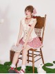 Pick Strawberry Series Red Plaid Embroidered Sweet Girl Kawaii Fashion Flying Sleeve Shirt Camisole Short Culottes Set