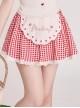 Pick Strawberry Series Red Plaid Embroidered Sweet Girl Kawaii Fashion Flying Sleeve Shirt Camisole Short Culottes Set