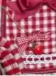 Daily Cute Red Plaid Bowknot Simulated Strawberry Golden Chain Hardware Lolita Kawaii Fashion Bag Pendant