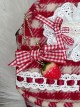 Daily Cute Red Plaid Bowknot Simulated Strawberry Golden Chain Hardware Lolita Kawaii Fashion Bag Pendant