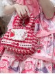 Daily Cute Red Plaid Bowknot Simulated Strawberry Golden Chain Hardware Lolita Kawaii Fashion Bag Pendant