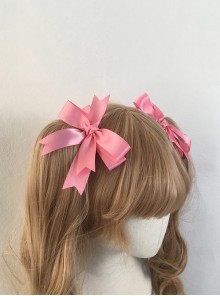 Versatile Daily Retro Classic Girly Sense Large Ribbon Satin Bowknot Sweet Lolita Double Ponytail Hairpin