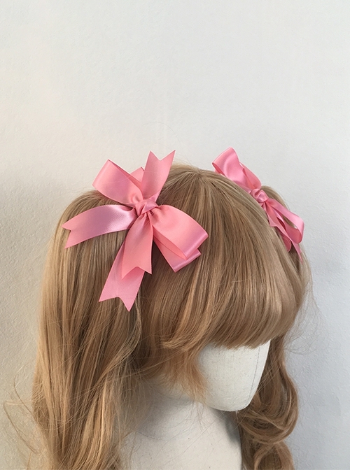 Versatile Daily Retro Classic Girly Sense Large Ribbon Satin Bowknot Sweet Lolita Double Ponytail Hairpin
