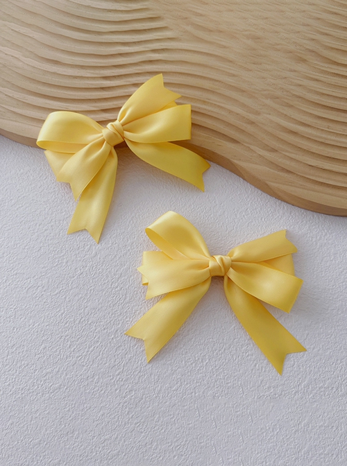 Versatile Daily Retro Classic Girly Sense Large Ribbon Satin Bowknot Sweet Lolita Double Ponytail Hairpin