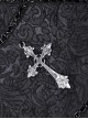 Gothic Style Unique Dark Lace Ruffles Heart Shape Metal Six Pointed Star Chain Cross Decorated Black Shoulder Bag