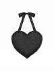 Gothic Style Unique Dark Lace Ruffles Heart Shape Metal Six Pointed Star Chain Cross Decorated Black Shoulder Bag