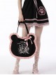 Gothic Style Cute Bear Shape White Printed Bear Pattern Lace Ruffled Bowknot Black Pink Shoulder Bag