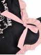 Gothic Style Cute Bear Shape White Printed Bear Pattern Lace Ruffled Bowknot Black Pink Shoulder Bag