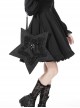 Gothic Style Five Pointed Star Shape Lace Ruffles Decorated Ribbon Bowknot Silver Cross Decorated Black Shoulder Bag