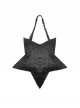 Gothic Style Five Pointed Star Shape Lace Ruffles Decorated Ribbon Bowknot Silver Cross Decorated Black Shoulder Bag