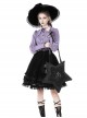 Gothic Style Five Pointed Star Shape Lace Ruffles Decorated Ribbon Bowknot Silver Cross Decorated Black Shoulder Bag