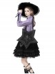 Gothic Style Five Pointed Star Shape Lace Ruffles Decorated Ribbon Bowknot Silver Cross Decorated Black Shoulder Bag