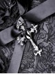 Gothic Style Five Pointed Star Shape Lace Ruffles Decorated Ribbon Bowknot Silver Cross Decorated Black Shoulder Bag