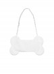 Gothic Style Chic Bone Shape Pink Ribbon Bowknot Metal Chain Decoration Plush White Crossbody Bag