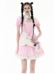 Gothic Style Chic Bone Shape Pink Ribbon Bowknot Metal Chain Decoration Plush White Crossbody Bag