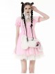 Gothic Style Chic Bone Shape Pink Ribbon Bowknot Metal Chain Decoration Plush White Crossbody Bag