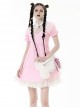 Gothic Style Chic Bone Shape Pink Ribbon Bowknot Metal Chain Decoration Plush White Crossbody Bag