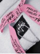 Gothic Style Chic Bone Shape Pink Ribbon Bowknot Metal Chain Decoration Plush White Crossbody Bag