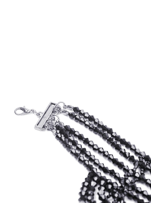 Gothic Style Multi Layered Retro Gorgeous Sexy Tassel Clavicle Chain Black Pendant Necklace