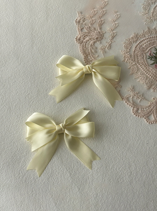 Cute Retro Showa Period Versatile Daily Handmade Large Ribbon Satin Bowknot Sweet Lolita Double Ponytail Hairpin