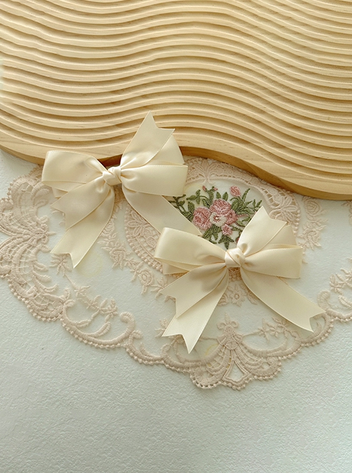 Cute Retro Showa Period Versatile Daily Handmade Large Ribbon Satin Bowknot Sweet Lolita Double Ponytail Hairpin