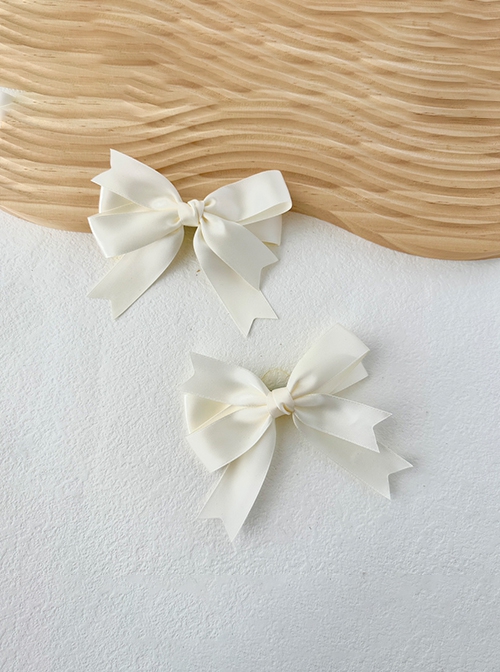 Cute Retro Showa Period Versatile Daily Handmade Large Ribbon Satin Bowknot Sweet Lolita Double Ponytail Hairpin