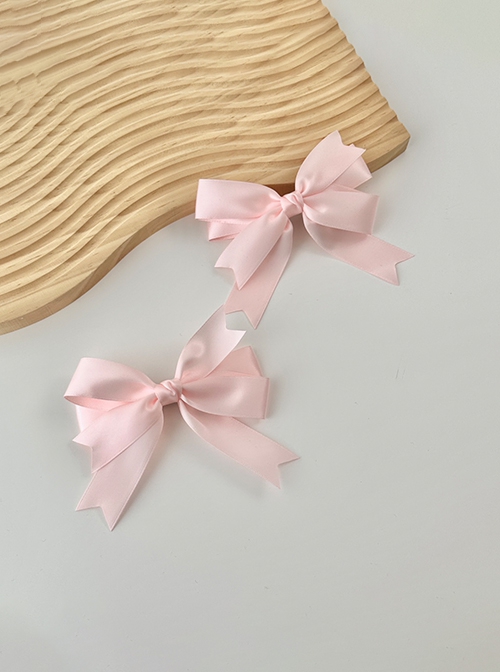 Cute Retro Showa Period Versatile Daily Handmade Large Ribbon Satin Bowknot Sweet Lolita Double Ponytail Hairpin