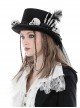 Punk Style Flowing Polyester Brim With Unique White Skull Flower Decoration Handsome Black Hat