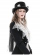 Punk Style Flowing Polyester Brim With Unique White Skull Flower Decoration Handsome Black Hat