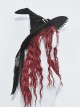 Gothic Style Velvet Pointed Delicate Lace Trimmed Black Red Rose Decorated Mysterious Black Witch Hat