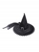 Gothic Style Velvet Pointed Delicate Lace Trimmed Black Red Rose Decorated Mysterious Black Witch Hat