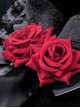 Gothic Style Velvet Pointed Delicate Lace Trimmed Black Red Rose Decorated Mysterious Black Witch Hat